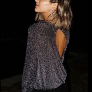 - Paige Celeste Key Hole Metallic Blouse NWT